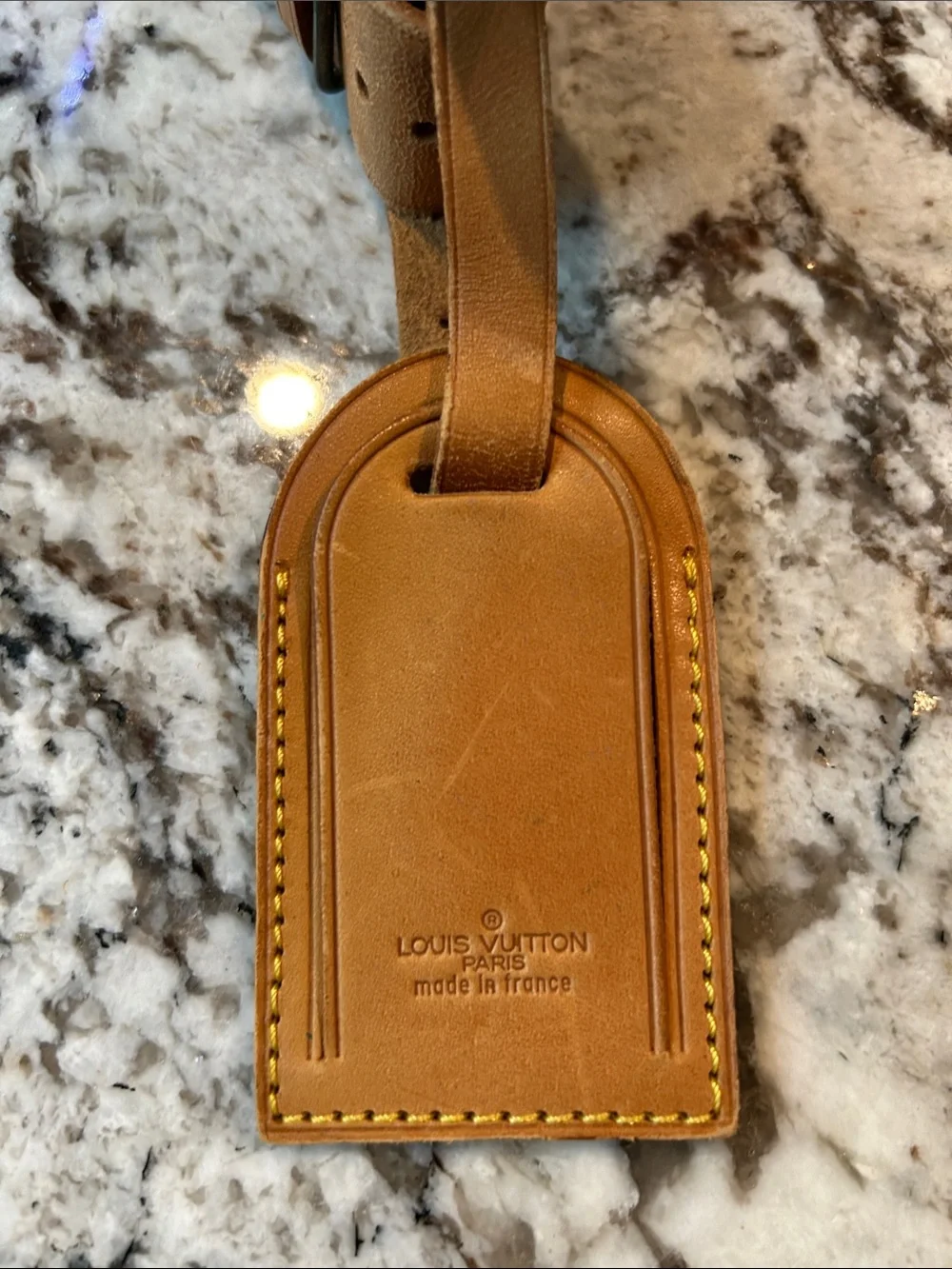 Louis Vuitton Brown Leather Luggage Tag with Strap